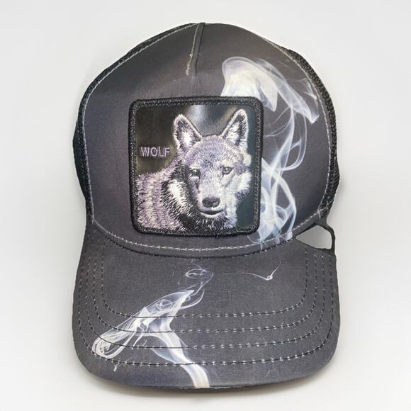 Goorin Bros Asphalt Jungle Snapback Hat Cap Wolf Black Smoke Trucker Farm RARE - Picture 1 of 9